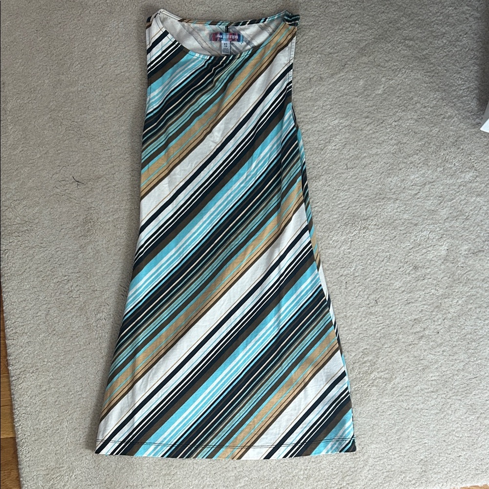 Urban Outfitters Blue and Tan Striped Midi Skirt